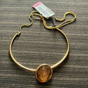 H by Halston Gold Necklace with Amber Stone